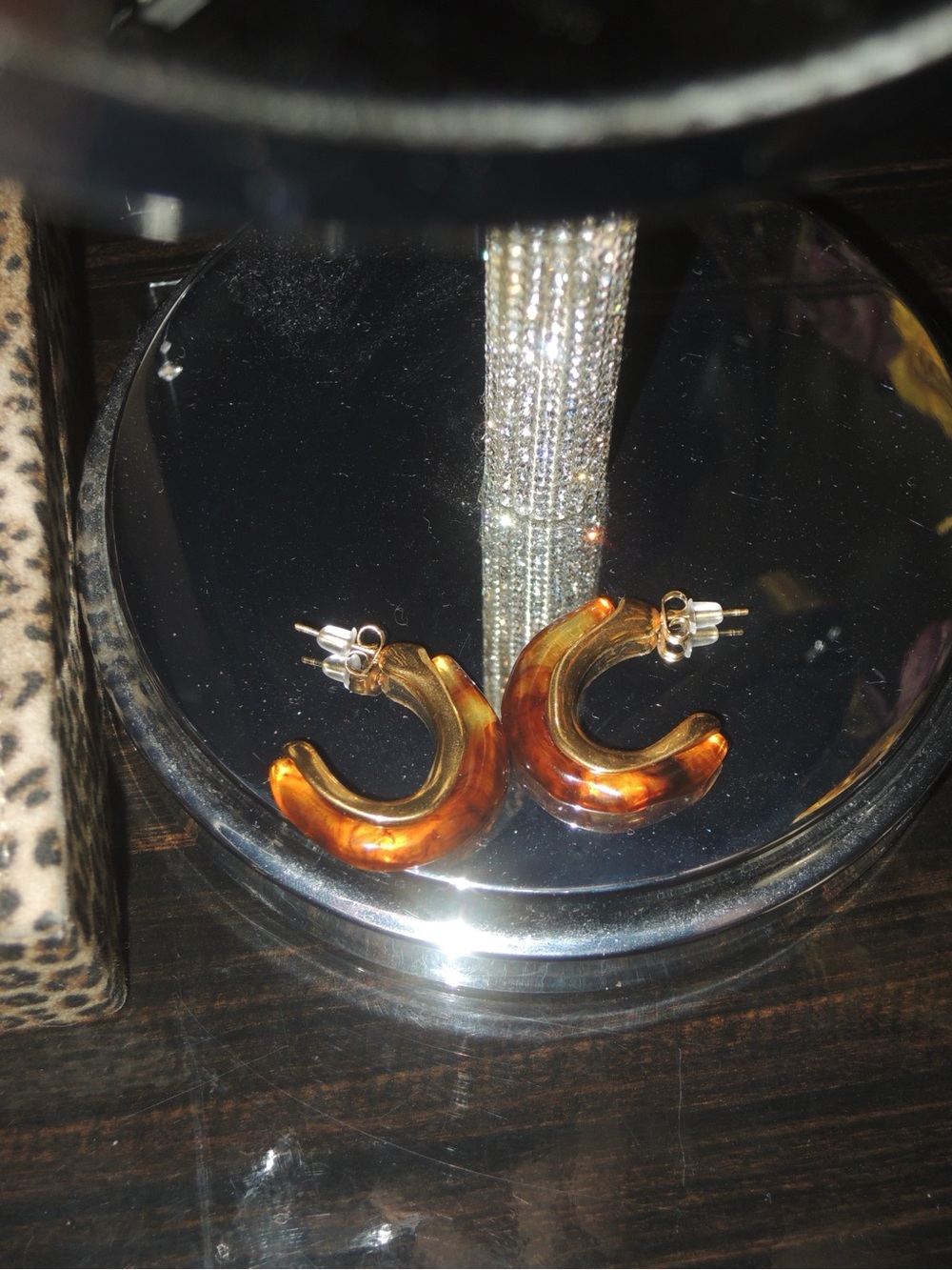 Amber Lucite Hoop Earrings - Chunky Half-Hoop Style
